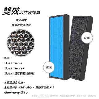 抗菌抗敏 適用 Blueair 體感操控 超靜音 SENSE+ 空氣清淨機 加強 Smokestop 活性碳 HEPA