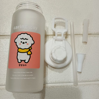 全新 現貨 500ML 附送吸管 超可愛 羊駝 霧面 玻璃 水杯 吸管杯 水壺 簡約大容量 隨行杯 咖啡杯 環保杯 杯子