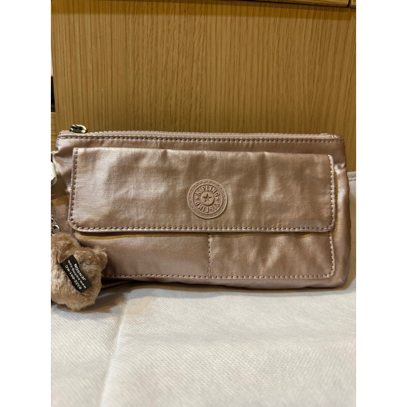 🌈KIPLING🌈WOC長夾兩用包#💯全新正品#玫瑰金#尼龍材質#免運