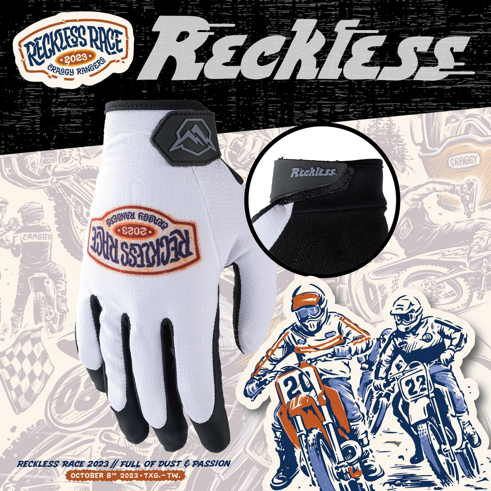 Craggy® x RecklessRace 7th聯名手套 手繪 復古美式 檔車 越野手套 觸控手套  透氣 限量販售