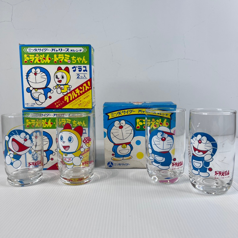 日本 哆啦a夢 玻璃杯 昭和時代 老物 限定款 哆啦a夢杯子