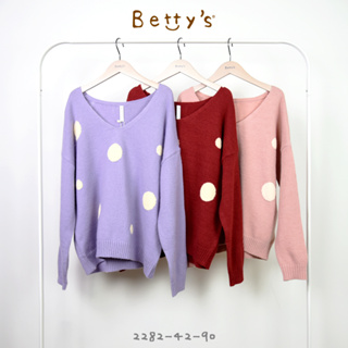 betty’s貝蒂思(25)V領點點寬版針織毛衣(紫色)