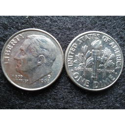 【全球郵幣】美國1995年 1角10分鎳幣one dime 稀有羅斯福總統