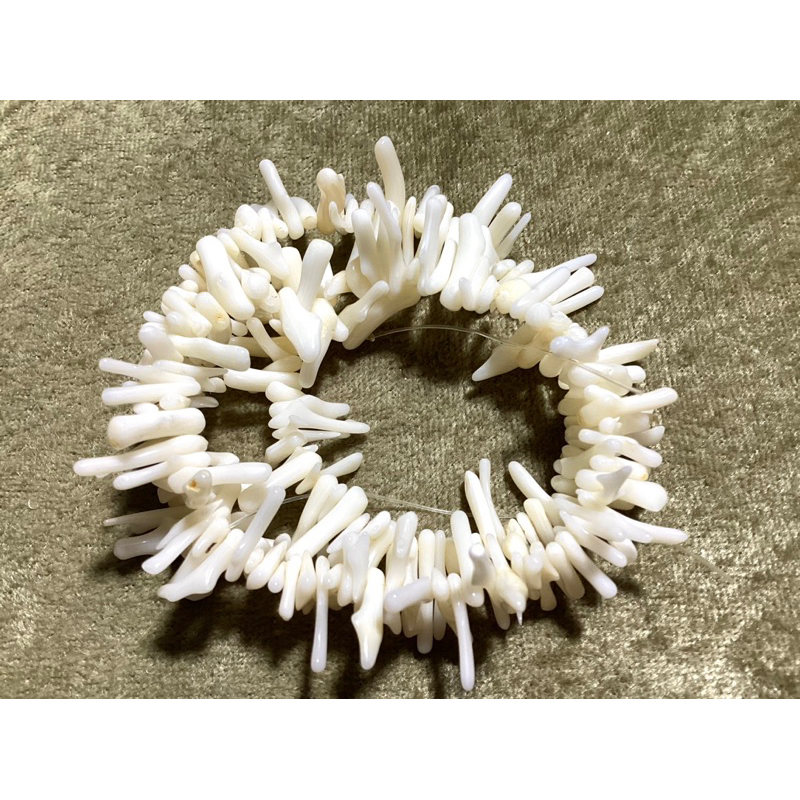 材料 DIY 手作 耳環 項鍊 手鍊 飾品 天然 米白 圓潤 優化 海竹 珊瑚 珠子 $119/條
