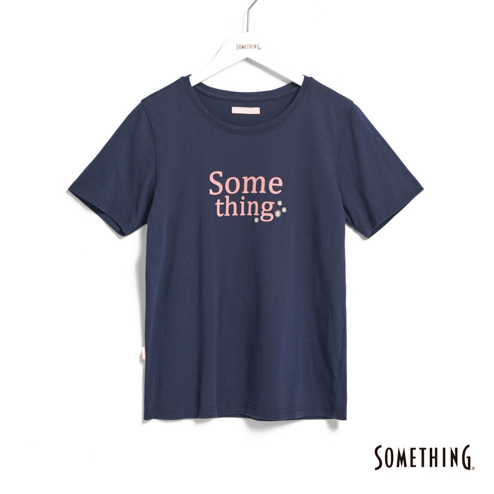 SOMETHING 基本LOGO短袖T恤(丈青色) -女款