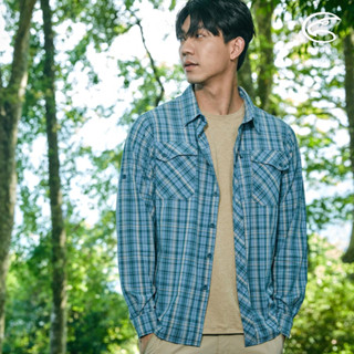 ADISI 男N66四面彈透氣速乾長袖格紋襯衫AL2311066 (M-3XL) 哥本藍格｜防曬 抗UV 排汗 快乾