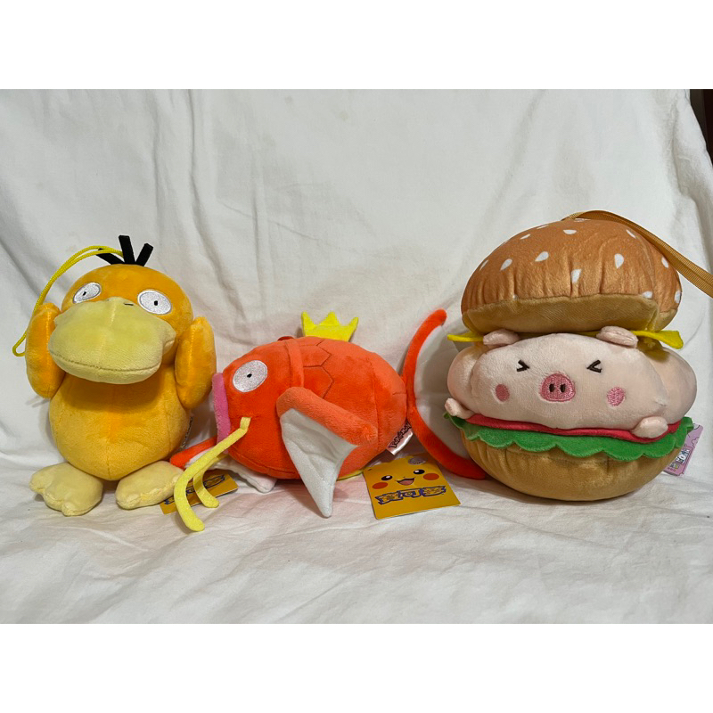 精靈寶可夢 皮卡丘 娃娃 寶可夢 可達鴨 鯉魚王 15cm 漢堡豬 豬肉漢堡