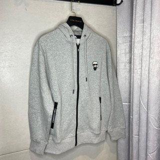 LUN歐美精品▪️KARL LAGERFELD 卡爾灰底口袋拉鍊 連帽外套