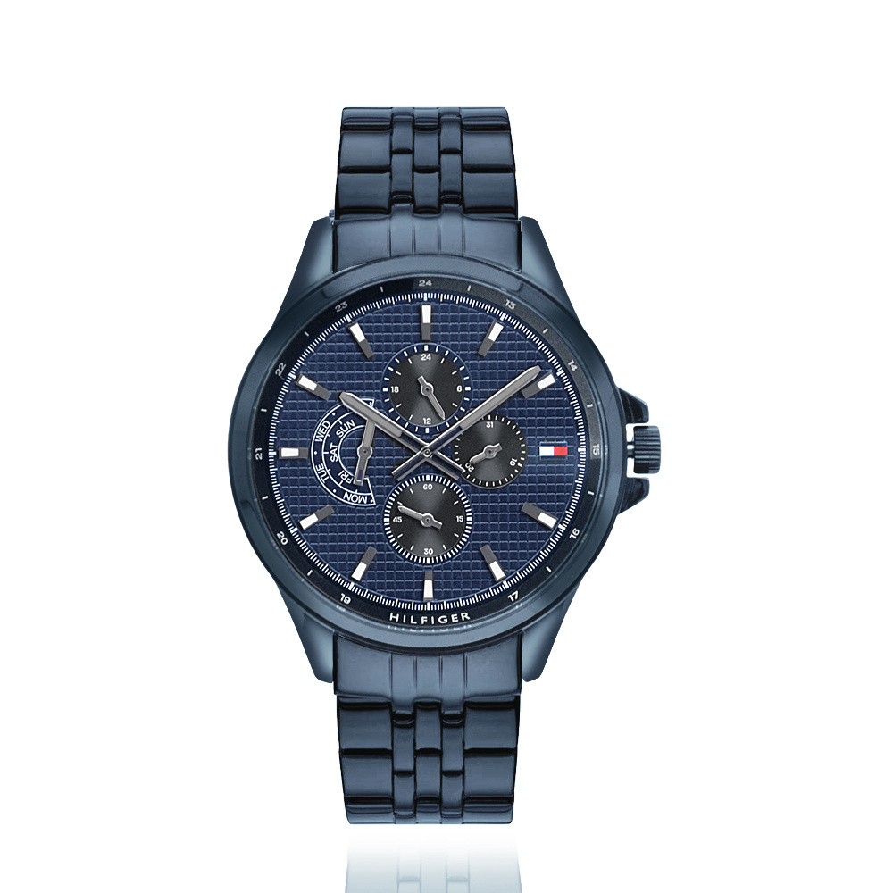Tommy Hilfiger l 藍殼 藍面三眼多功能 不銹鋼手錶 1791618