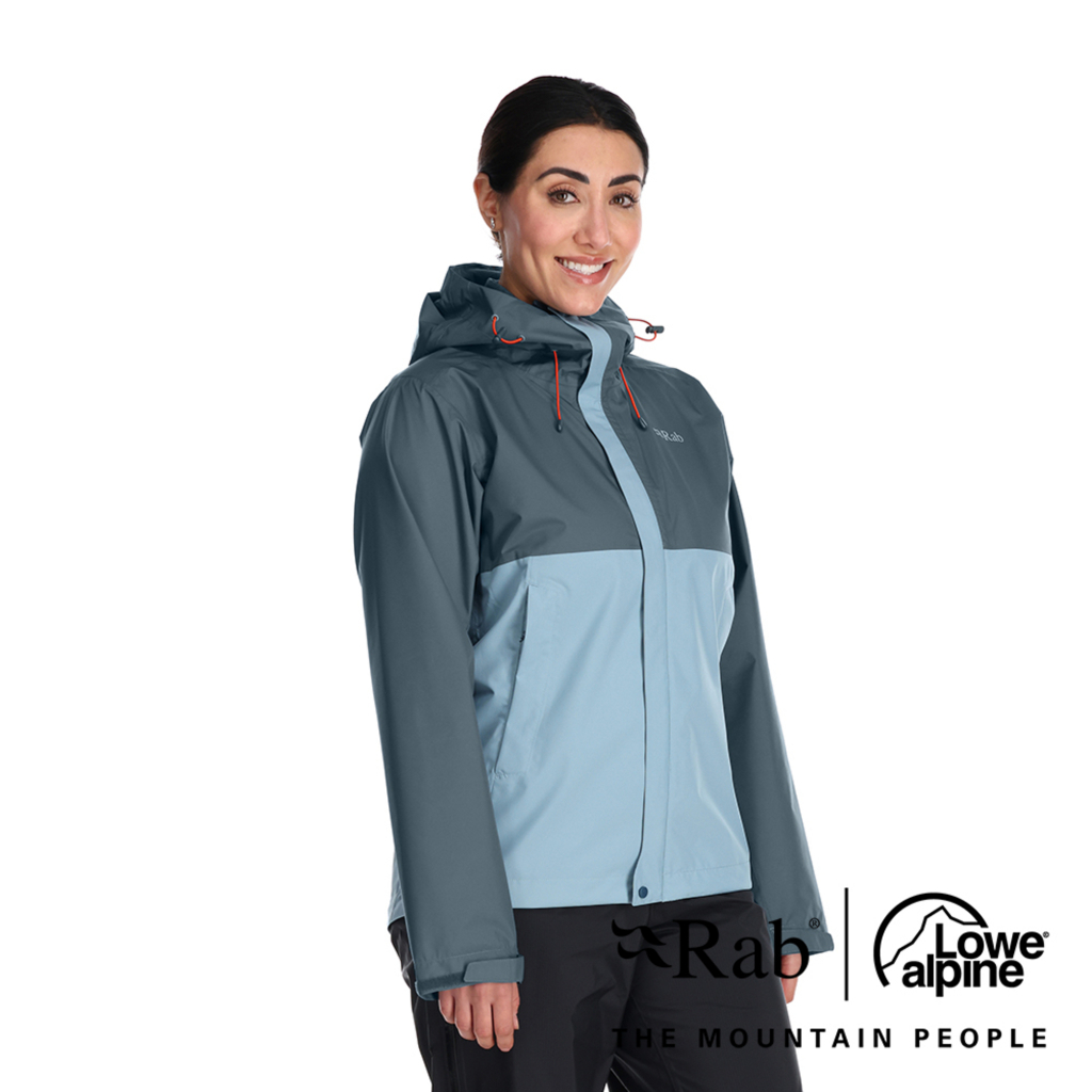 【RAB】QWG83 女款 Downpour Eco Jacket 輕量防風防水連帽外套 獵戶藍/灰