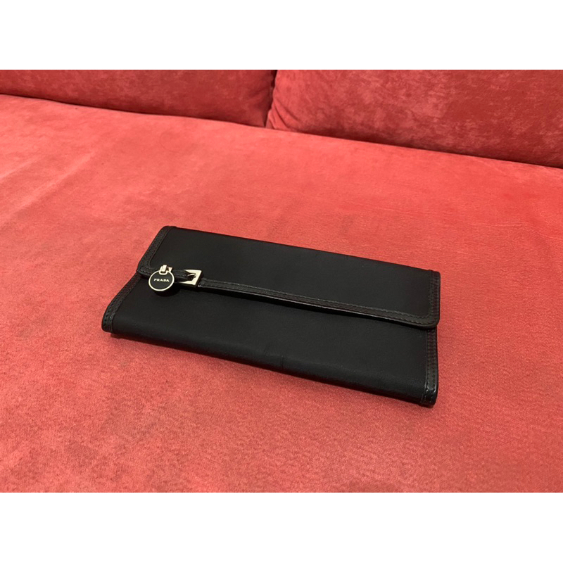 PRADA 尼龍+真皮 長夾 正品無配件 男女皆宜 皮夾 錢包