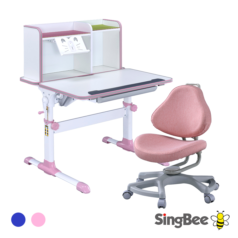 【SingBee 欣美】寬90cm 兒童桌椅組SBD-505A+168椅(可升降桌椅 成長書桌椅 兒童書桌 台灣製)
