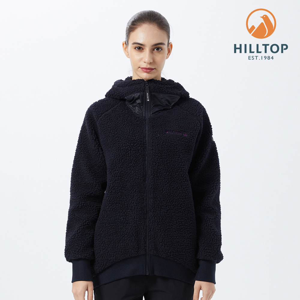 【HILLTOP山頂鳥】 女款保暖搖粒絨連帽刷毛外套 深藍｜PH24XFK3ECE2