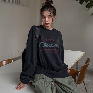Honda washed-out printed long sleeved 水洗做舊薄長tee