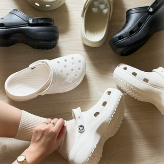 CROCS CLASSIC PLATFORM CLOG 雲朵 厚底洞洞鞋 黑 // 白 // 奶茶【Insane-21】
