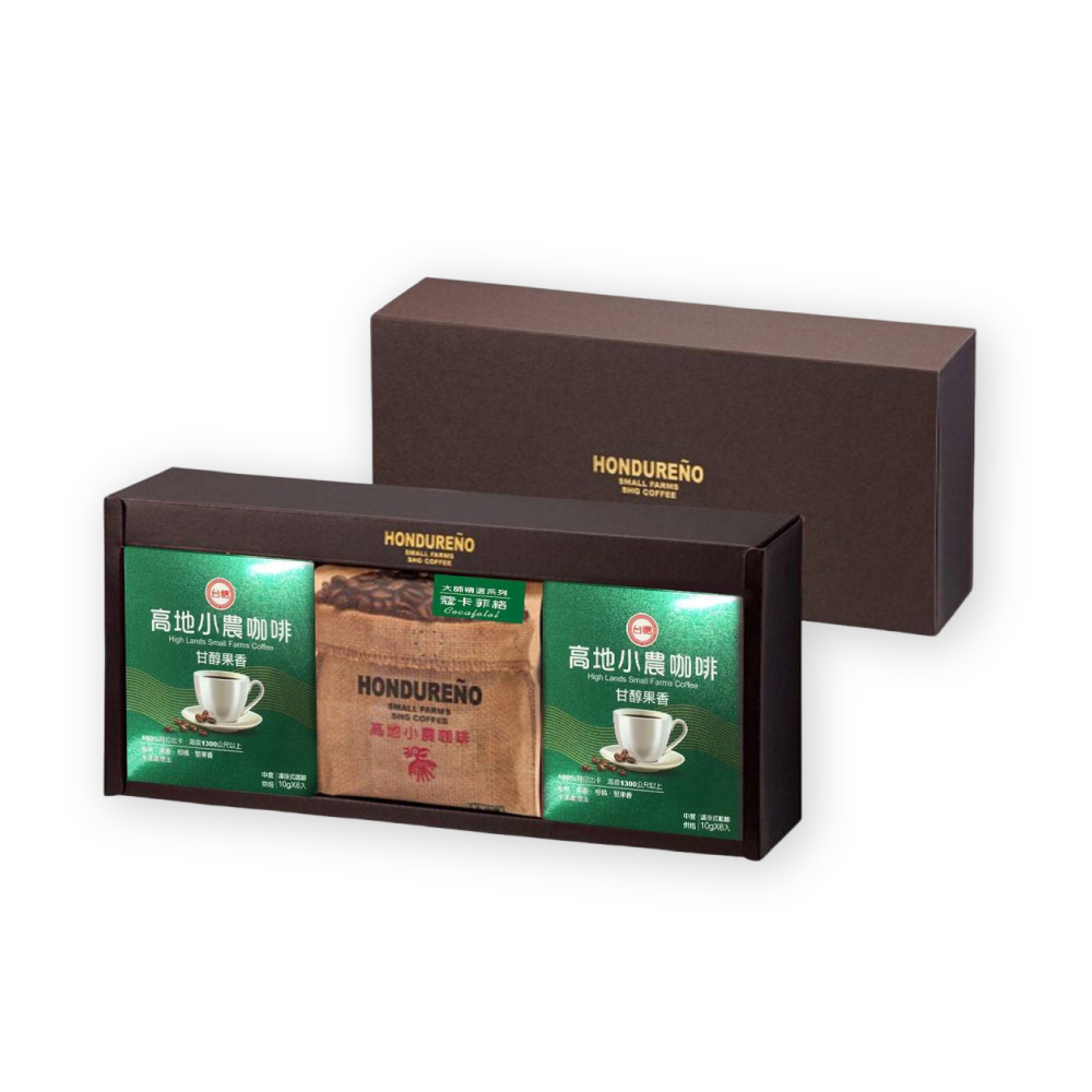 【台糖】高地小農經典禮盒-濾掛式咖啡盒裝x2+半磅咖啡豆x1(3組/6組)