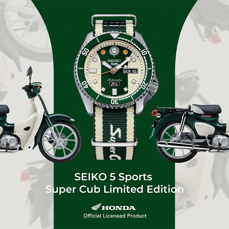 台中百貨購入_Seiko 5 Sports X Honda Super Cub本田小狼聯名限量機械錶(SRPJ49K1)