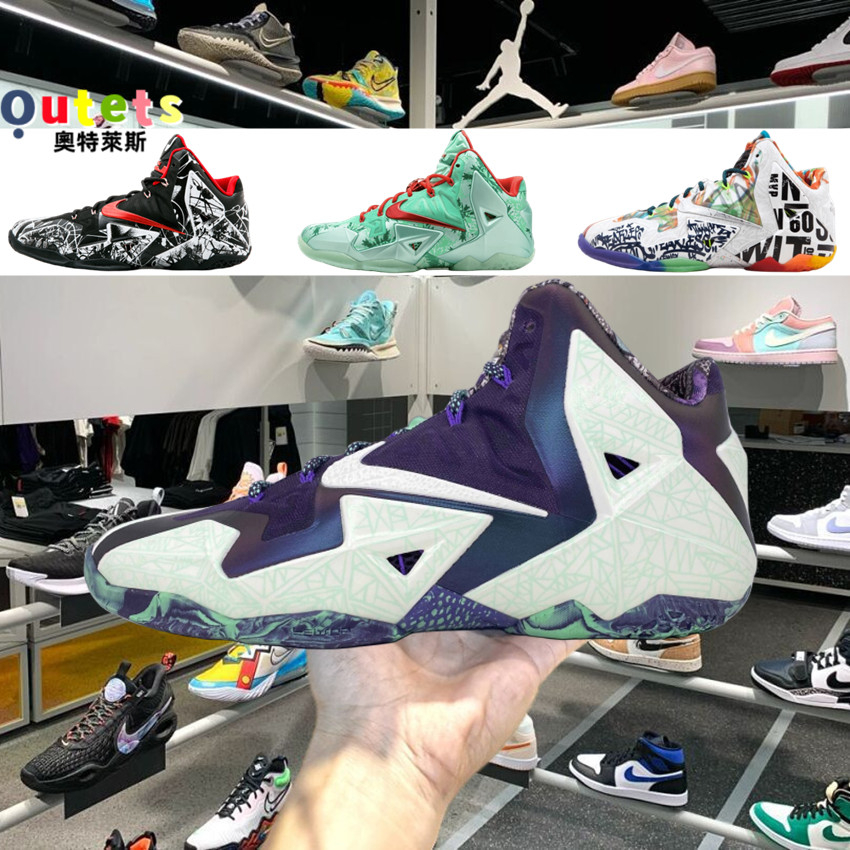 Nike Lebron 11 男鞋 防滑 戰靴 全明星夜光 詹姆士11代 塗鴉鴛鴦 聖誕 戶外 男子 實戰 減震 籃球鞋