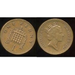 【全球郵幣】 England 1990 NEW PENNY 1 Pence 1便 士AU 英國伊莉莎白二世女王肖像