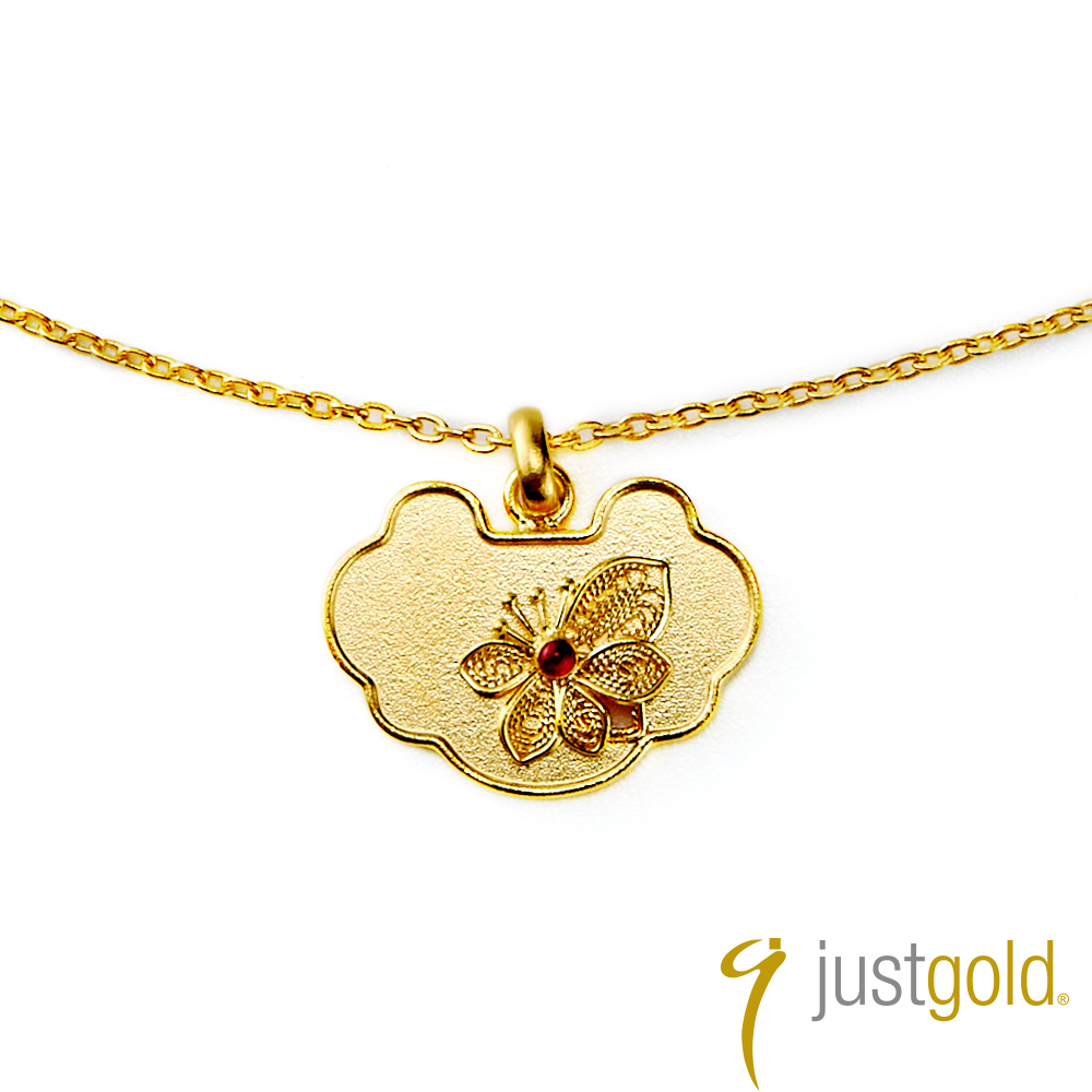 【Just Gold 鎮金店】花影系列 花綻 黃金項鍊(菱角形)