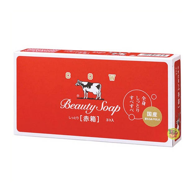 【JPGO】日本製 COW牛乳石鹼 牛乳香皂 肥皂 90gx3入~紅盒