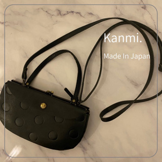 ｜日本製｜Kanmi. 牛皮手提包 水玉圓點珠扣手拿包 手提包 口金包 畢業禮物