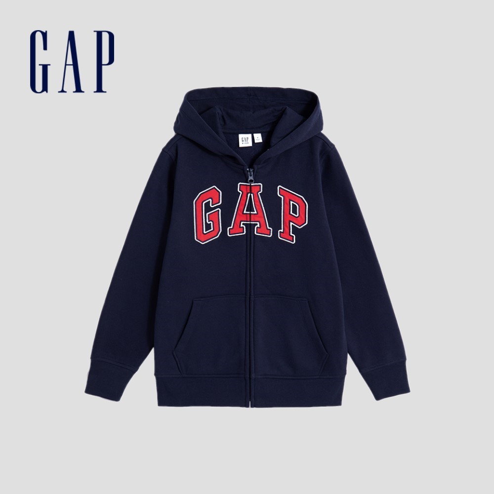 Gap 兒童裝 Logo連帽外套 碳素軟磨系列-海軍藍(794439)