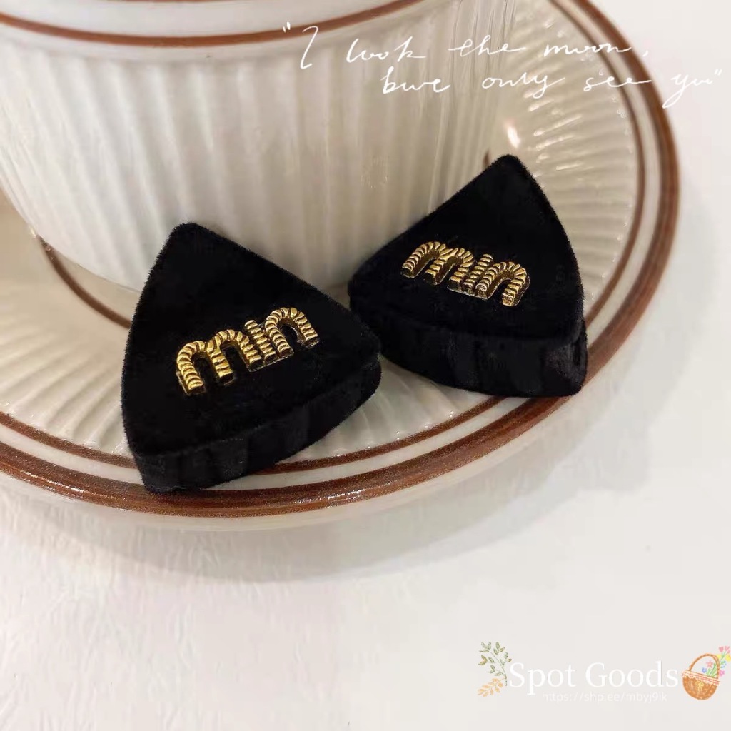 【只賣現貨】高質感絲絨三角形髮抓一對 ins風 字母min抓夾 優雅甜美公主 貓耳夾 瀏海夾 側邊夾 瀏海夾 #260