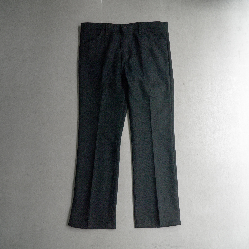《白木11》 90S WRANGLER BELL SLACKS 美國 黑色 聚脂纖維 喇叭 靴型 長褲