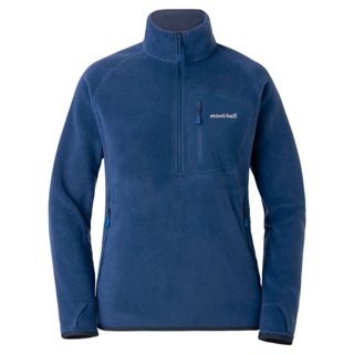 mont-bell CLIMAPLUS® 100 PULLOVER 女 刷毛上衣 半門襟 藍色 1106594-BL