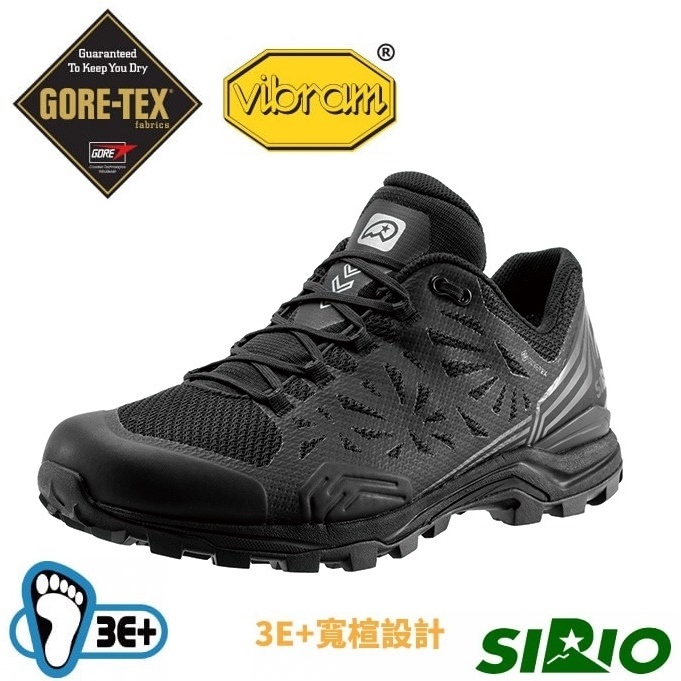 【日本 SIRIO】送》男 款輕量防水3E寬楦短筒健行登山鞋 Gore-Tex 運動野跑鞋 工作鞋_PF13BL