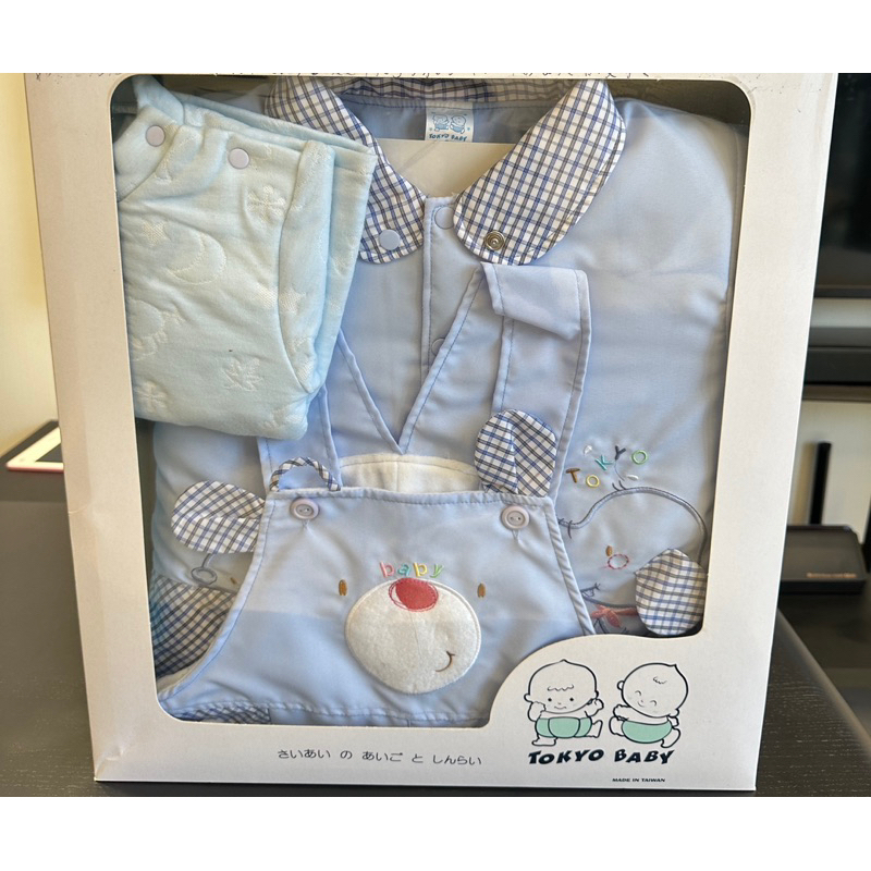 全新TOKYO BABY男寶寶彌月禮盒-外套、吊帶褲、上衣三件組