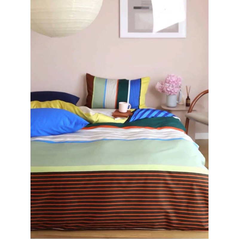 Little Bed小床-撞色線條 埃及棉床組四件組 全棉埃及長絨棉貢緞 日式寢具 床包