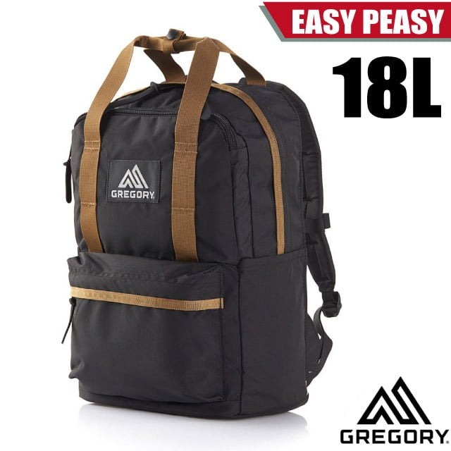 【GREGORY】日用雙肩休閒後背包18L EASY PEASY DAY筆電包 書包/多口袋設計_黑/棕色_103868