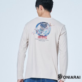 BLUE WAY 鬼洗 ONIARAI - 男款 大和魂單面波紋感溫長TEE(杏)