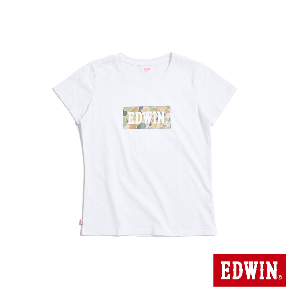 EDWIN 迷彩BOX短袖T恤(白色)-女款