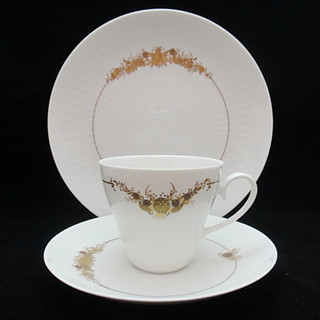 【拾年之路】 德國製Rosenthal Romanze金色羅曼史Bjorn Wiinblad比昂大師三件式咖啡杯+盤
