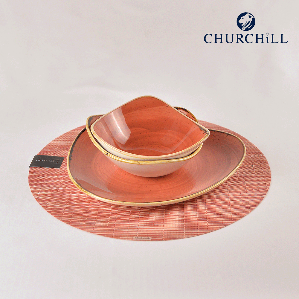 英國CHURCHiLL-點藏系列-彩橘色 三角餐盤4件組