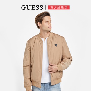 【GUESS】百搭正反兩穿飛行外套-杏/藍