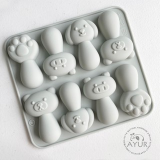 【AYUR】8連模 卡通磨牙棒 豬豬 小狗 貓掌 熊掌 寶寶蒸糕 手工皂模/蠟燭模/冰塊模/擴香石/石膏