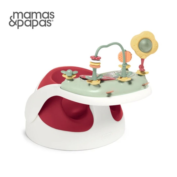【Mamas &amp; Papas】二合一育成椅v2含玩樂盤(野莓紅) 二手出清