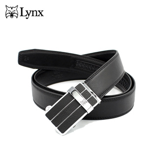 【Lynx】時尚紳士橫格銀頭牛皮自動扣皮帶 LY11-8858-99