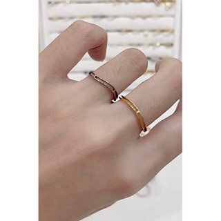鈦鋼波浪鏤空銀色戒指 韓系氣質細戒 醫療鋼戒指
