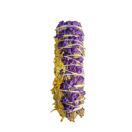 【天使之心】現貨 薰香聖品 勿忘我黃菊白鼠尾草香薰杖 白色鼠尾草杖 4吋 淨化 白鼠尾草