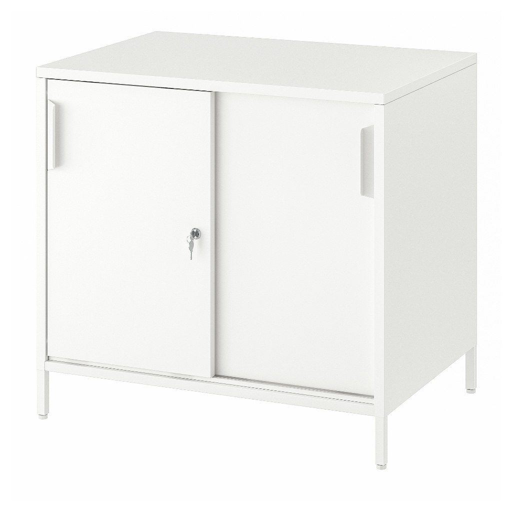 北歐IKEA宜家TROTTEN滑門收納櫃/雙面儲物櫃收納櫃文件櫃辦公櫃/80x55x75/白色/二手八成新/特$2980