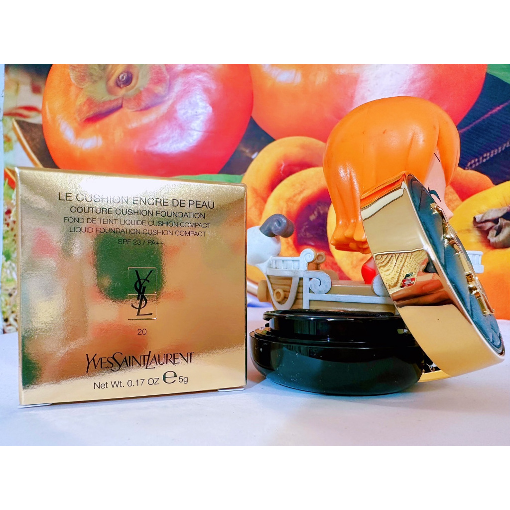 YSL 聖羅蘭 恆久完美霧光氣墊粉餅 5g 奢華皮革迷你版 色號#20 含粉盒 百貨公司專櫃貨 (旅行用）