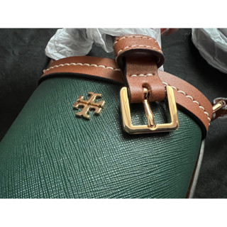 全新-Tory Burch TB 松綠拼咖迷你水桶包