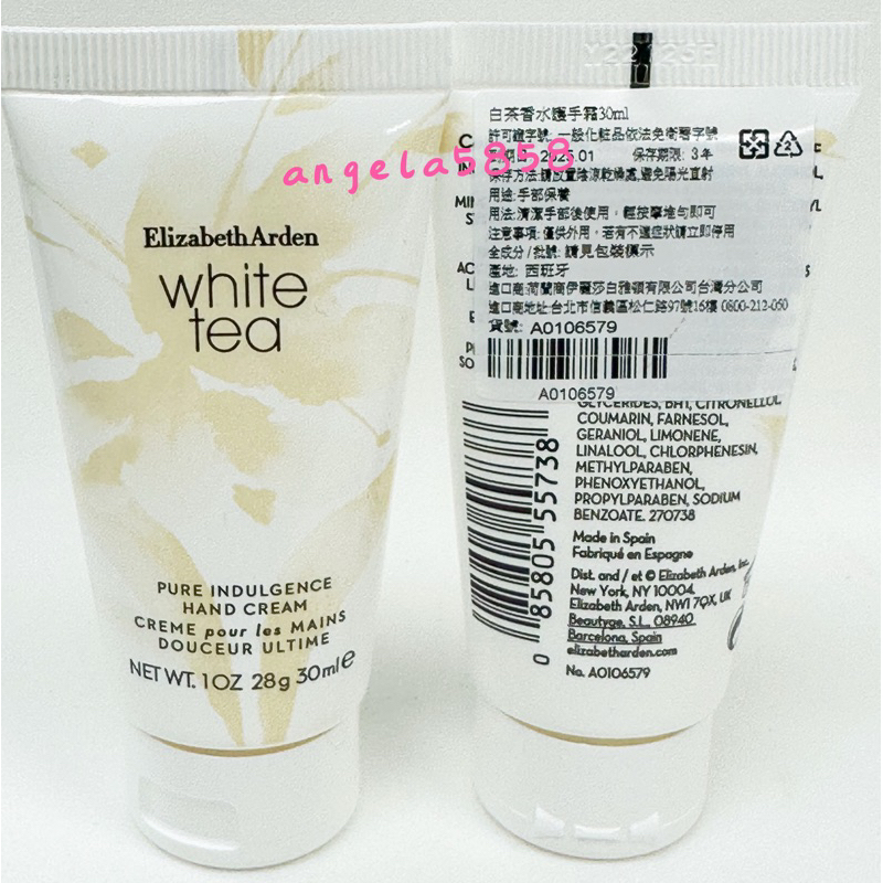 開電子發票~全新Elizabeth Arden 伊麗莎白雅頓 白茶香水護手霜30ML~明星商品～