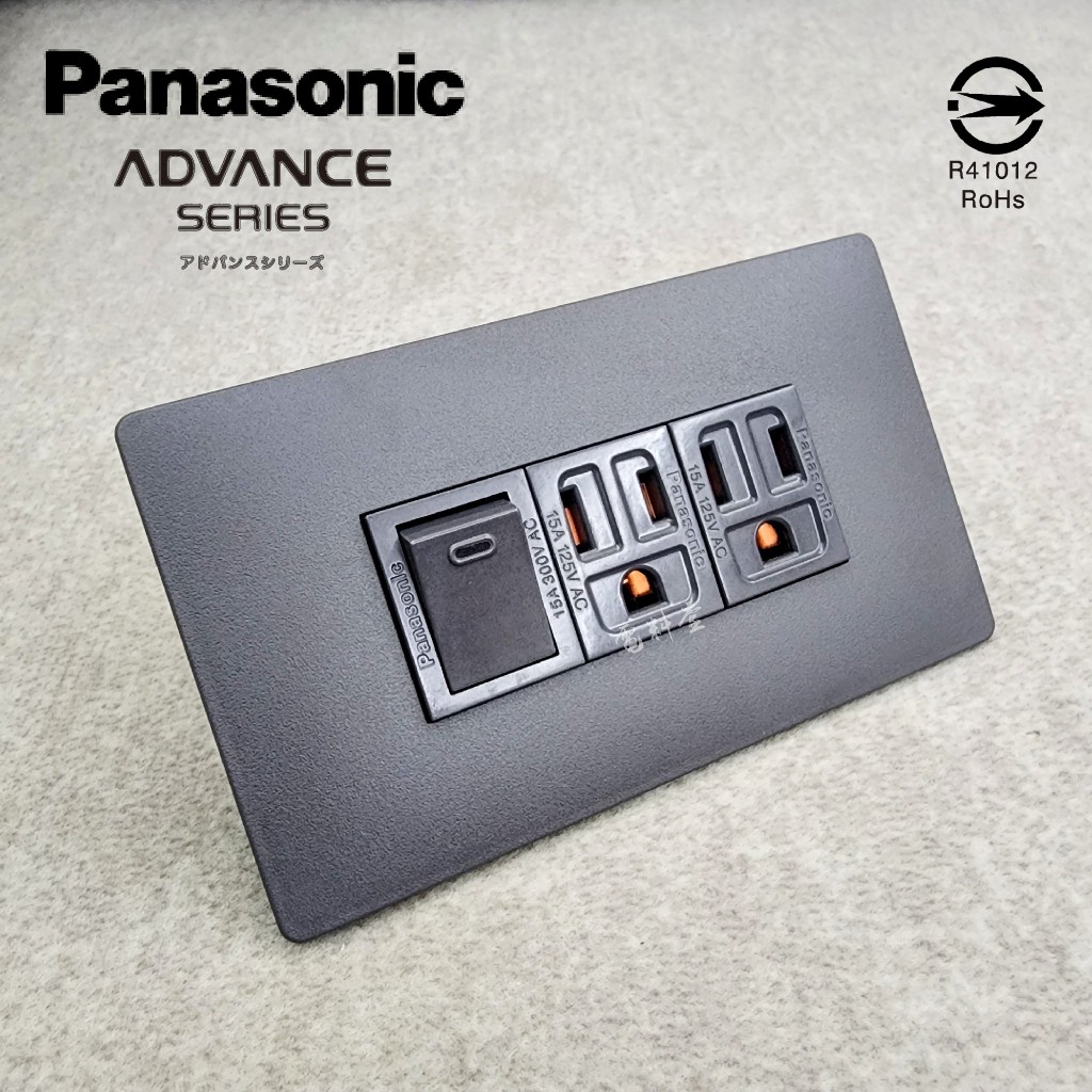 新品 日本製 面板 ADVANCE 單開 雙插 清水模  國際牌 Panasonic 開關 極簡風 工業風 鋼鐵灰 無印