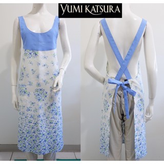 ☆一身衣飾☆ 全新日本設計師品牌【Yumi katsura 桂由美】晴空藍 小花連柄 長圍裙~直購價399~秋裝新荷👑